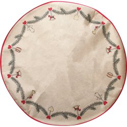 Juletræstæppe m. julemotiver, Ø100 cm, brun