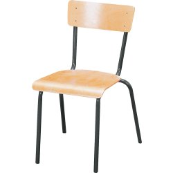Matsalsstol i bok, 22 mm, svart stomme