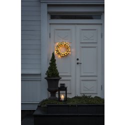 Julekuglekrans, 50 LED, Ø40cm, guld