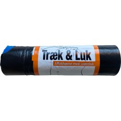 Affaldsposer m/snøreluk, 30 L, 65x50 cm, Sort