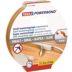 tesa Powerbond Slim monteringstejp | 2x9 mm x 5 m