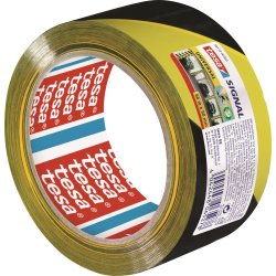 tesa Signal Advarselstape, 50mm x 66m, gul/sort