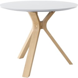 Space mötesbord Ø90x74 cm | Vitt laminat / ek