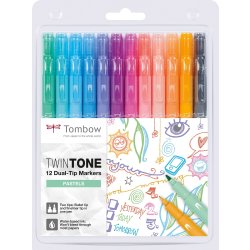 Tombow TwinTone märkpennor | Pastell | 12 st.