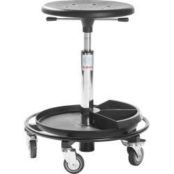 Montörsstol, Svart, 55-81 cm, Fotring,Verktygsfack