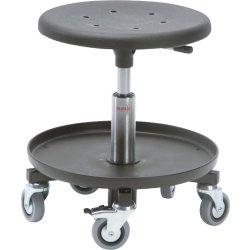Montörsstol, Svart, PU sits, 33-40cm, Verktygsfack