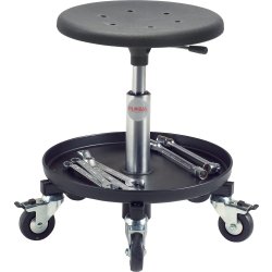Montörsstol, Svart, PU sits, 38-51 cm,Verktygsfack