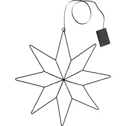 Stjerne m. 50 LED, H43 cm, sort/varm hvid
