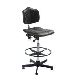 Premium arbetsstol, Svart, PU, 64-90 cm, Fotring
