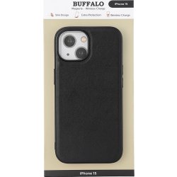 Buffalo PU læder cover iPhone 15, sort