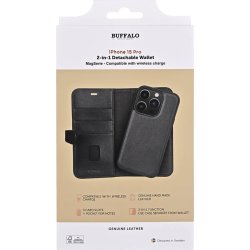 Buffalo 2-i-1 kortholder iPhone 15 Pro, sort