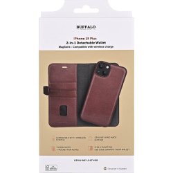 Buffalo 2-i-1 kortholder iPhone 15 Plus, brun
