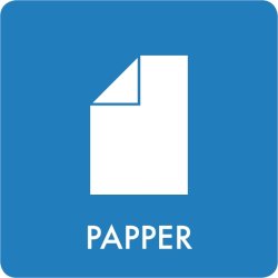 Avfallsklistermärke, Papper, Blå