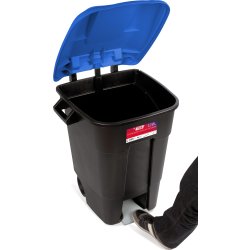 TAYG affaldsbeholder med låg, 120 liter, Sort/Blå