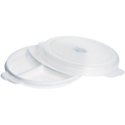 Mikrotallrik med lock, Plast, Vit, Rund