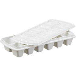 Isbitsbricka med lock, Plast, Vit