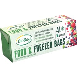 Fryspåsar biobaserade med skrivfält, 4 l, 25 st