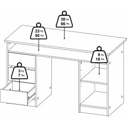 Small Officeline skrivebord, 1 skab/3 skuffer, eg