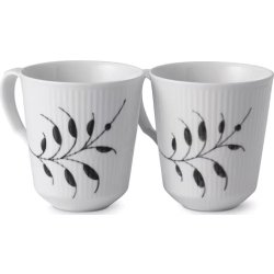 Royal Copenhagen Sort Mega Riflet Krus, 2 stk.