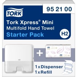 Tork H2 Startpakke Dispenser & Håndklædeark, Hvid