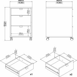 Small Officeline kassette, 3 skuffer, eg/sort