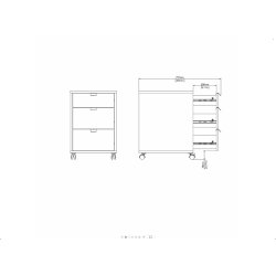 Small Officeline kassette, 3 skuffer, eg/sort