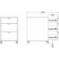 Small Officeline kassette, 3 skuffer, eg/sort