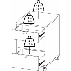 Small Officeline kassette, 3 skuffer, eg/sort