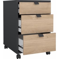 Small Officeline kassette, 3 skuffer, eg/sort