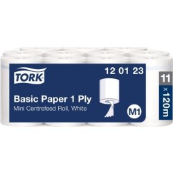 Tork M1 Basic avtorkningspapper, vit, 11 rl