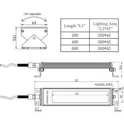 Firkantet LED maskinlampe, 400 mm (24V DC)