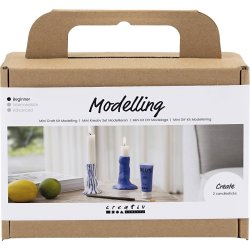 Mini DIY modellering, ljusstake, vit/blå
