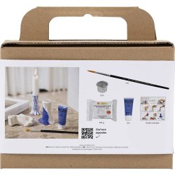Mini DIY Kit Modellering, lysestage, hvid/blå