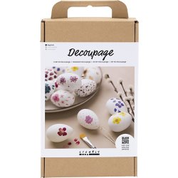 DIY Kit Decoupage, æg med blomster