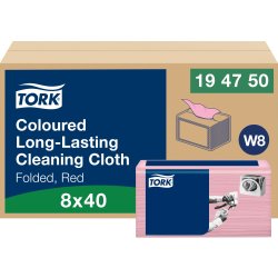 Tork W8 rengöringsduk, röd, 1-lagers, 40 st.