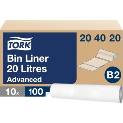 Tork B2 avfallspåsar, 20 liter, 10 rullar, vit