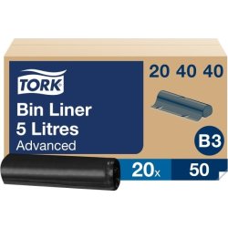 Tork B3 avfallspåsar, 5 liter, 50 st., svart