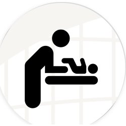 Skylt skötbord, Ø10 cm, vit