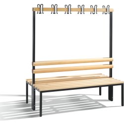 CP dubbelsidig bänk med klädhängare, 150 cm