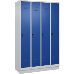 CP Classic Klädskåp 4x1 fack, sockel, grå/blå