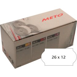 Meto Prisetiketter Perm, 26x12, vit, 6 rullar