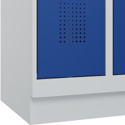 CP garderobeskab,1x4rum,Sokkel,Cylinderlås,Grå/Blå