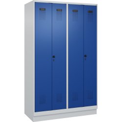 CP garderobeskab,2x(1x2)rum,Sokkel,Hængelå,Grå/Blå