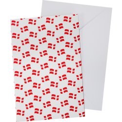 Kort m. kuvert, Små Dannebrogsflag, 11x17 cm