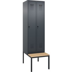 CP Garderob, 2x1 fack, Bänk, Hänglås, Antracit
