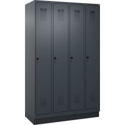 CP Garderob, 4x1 fack, Bänk, Hänglås, Antracit