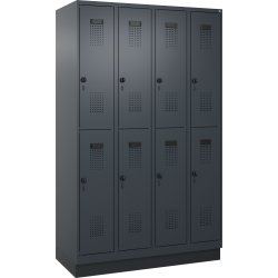 CP klädskåp 4x2 fack, Sockel, lås,Antracit
