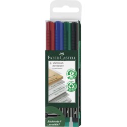 Faber-Castell Multimark Marker, F, 4 färger