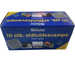 Ståluldssvampe med sæbe, 10 stk.