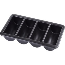 Besticklåda, svart, plast, 4 fack, 1/1 GN